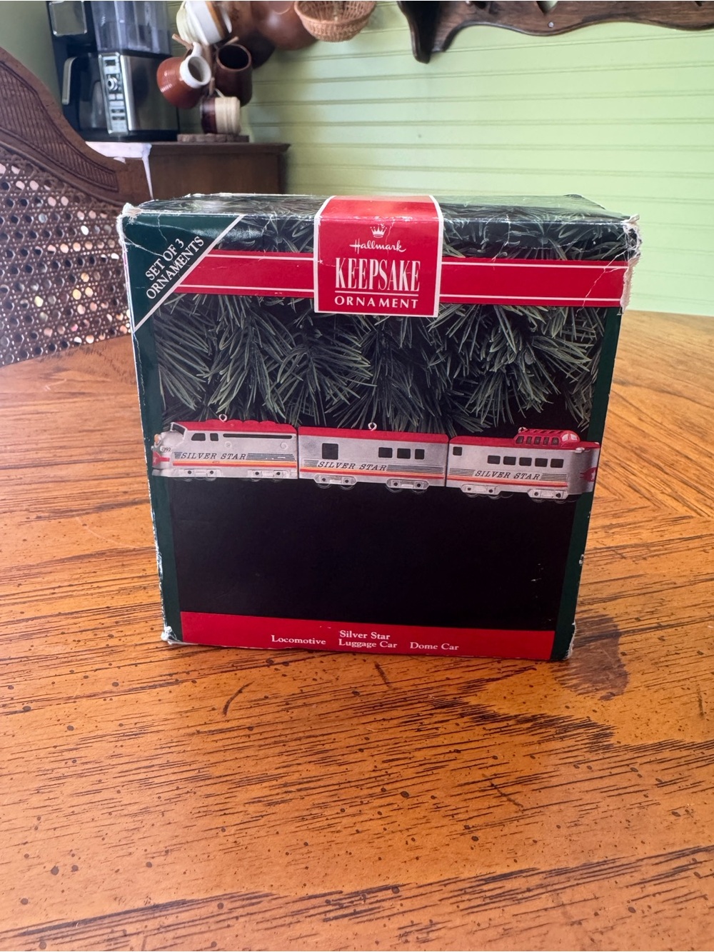 Hallmark Keepsake Silver Star Train Ornament Set - Silver, Red, 1992